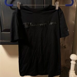 CHAMPION Boys Size M (10)Blue Black T-Shirt With Black Logo Design